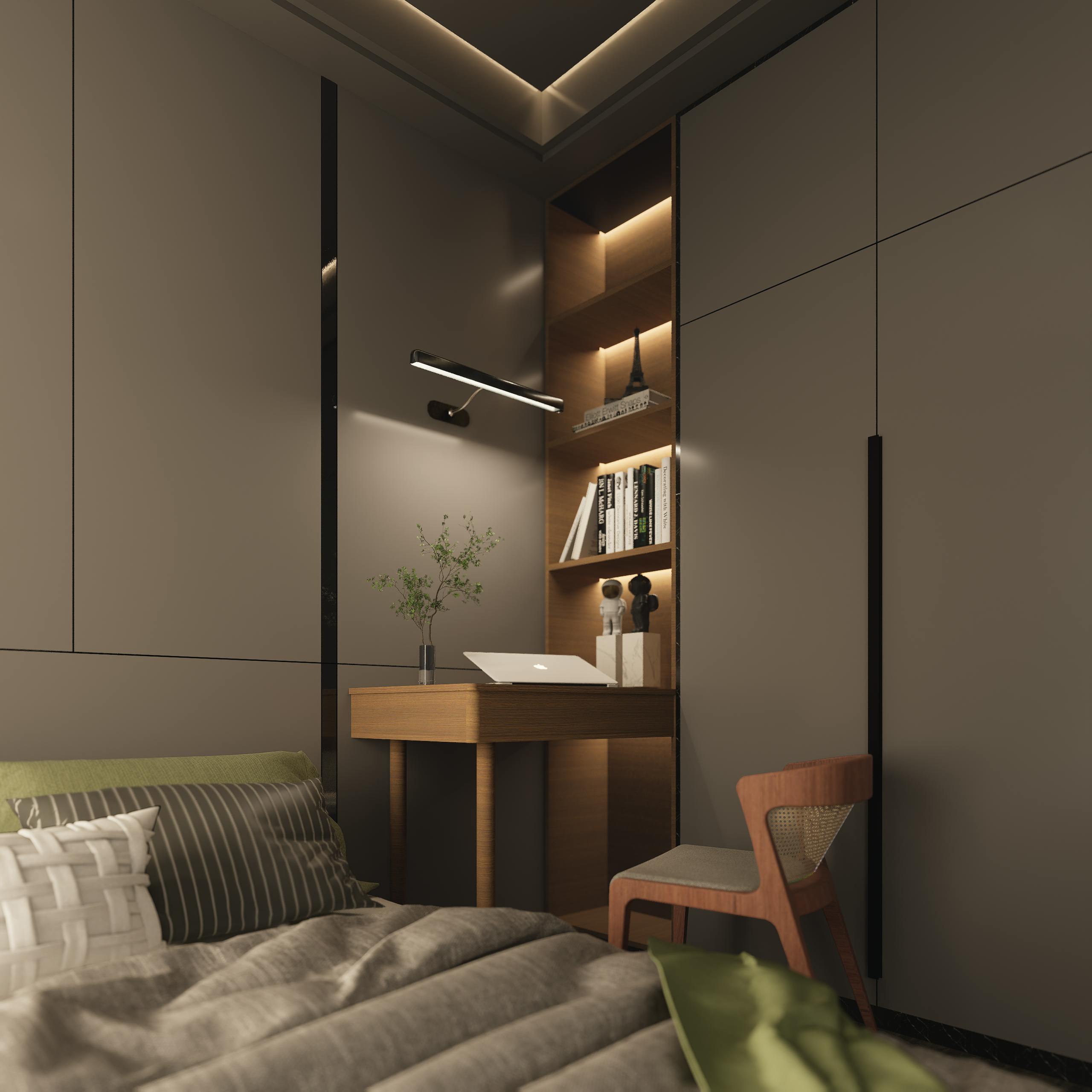 Warm bedroom tones